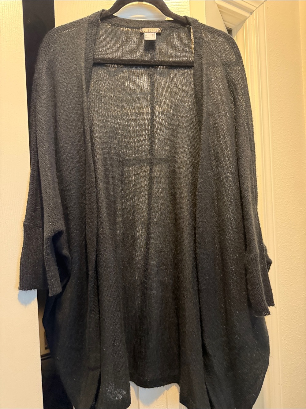 VENUS Black Open-Front Draped Cardigan